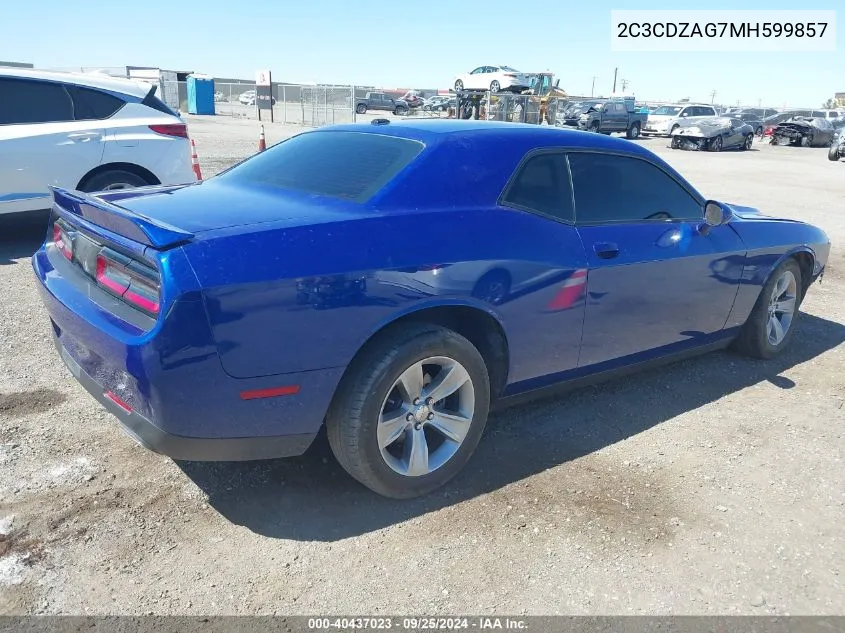 2021 Dodge Challenger Sxt VIN: 2C3CDZAG7MH599857 Lot: 40437023