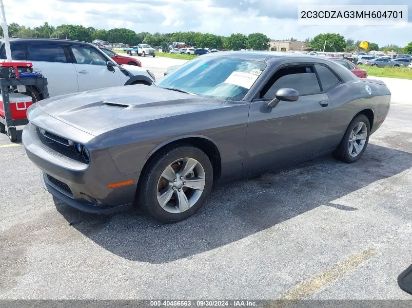 2021 Dodge Challenger Sxt VIN: 2C3CDZAG3MH604701 Lot: 40456563