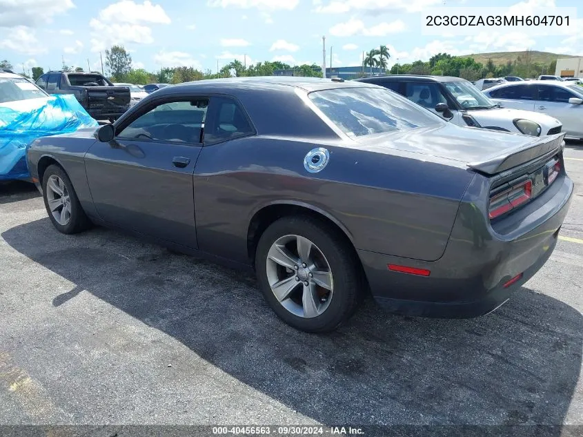 2021 Dodge Challenger Sxt VIN: 2C3CDZAG3MH604701 Lot: 40456563