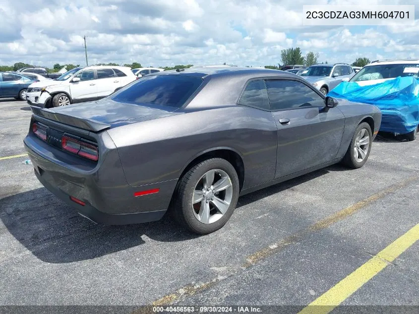 2021 Dodge Challenger Sxt VIN: 2C3CDZAG3MH604701 Lot: 40456563