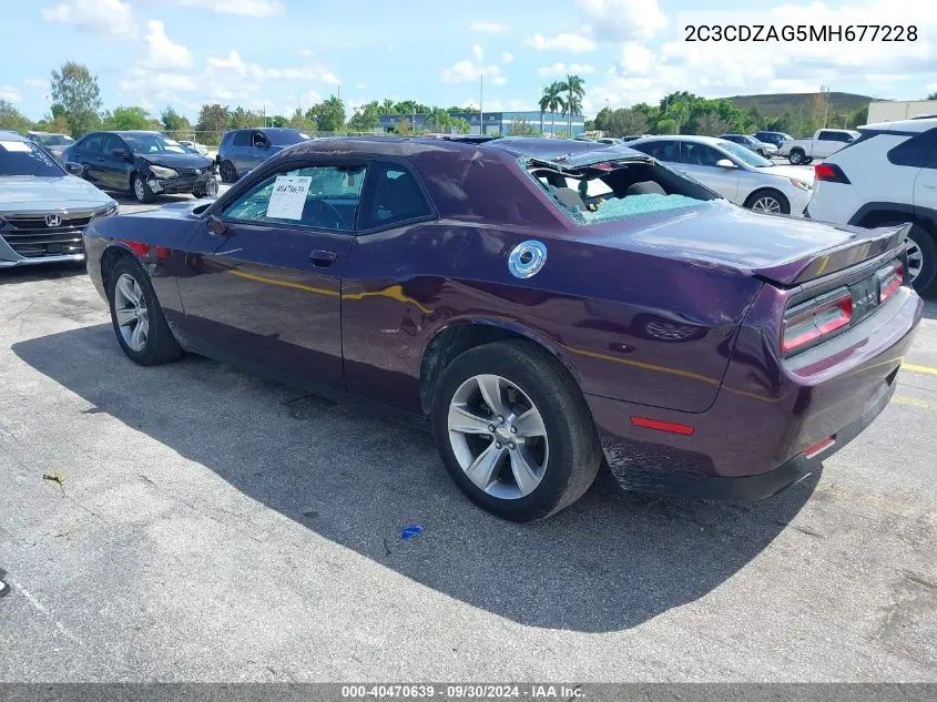 2021 Dodge Challenger Sxt VIN: 2C3CDZAG5MH677228 Lot: 40470639