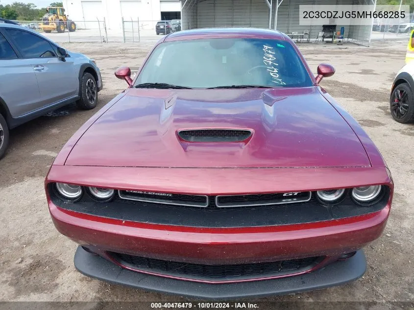 2021 Dodge Challenger Gt VIN: 2C3CDZJG5MH668285 Lot: 40476479