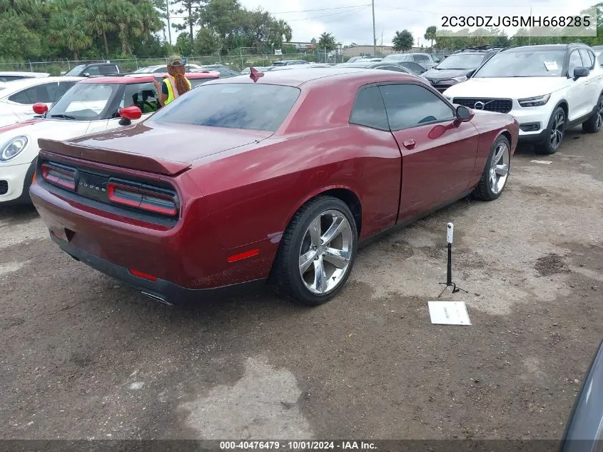 2021 Dodge Challenger Gt VIN: 2C3CDZJG5MH668285 Lot: 40476479