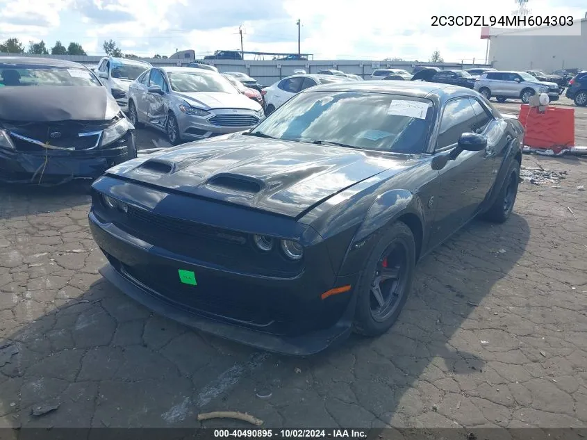 2021 Dodge Challenger Srt Super Stock VIN: 2C3CDZL94MH604303 Lot: 40490895