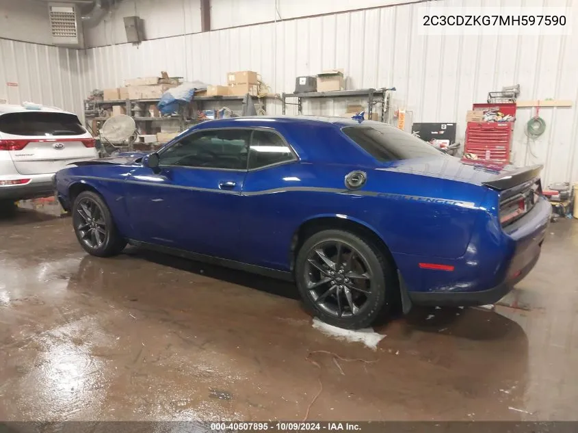 2021 Dodge Challenger Gt Awd VIN: 2C3CDZKG7MH597590 Lot: 40507895