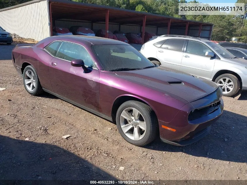 2021 Dodge Challenger Sxt VIN: 2C3CDZAGXMH651174 Lot: 40532293