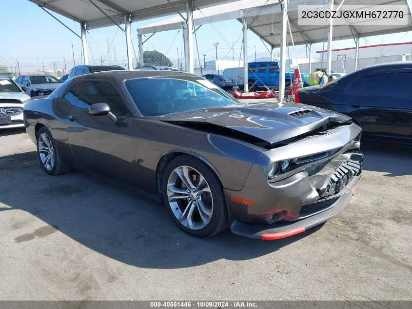 2021 Dodge Challenger Gt VIN: 2C3CDZJGXMH672770 Lot: 40551446