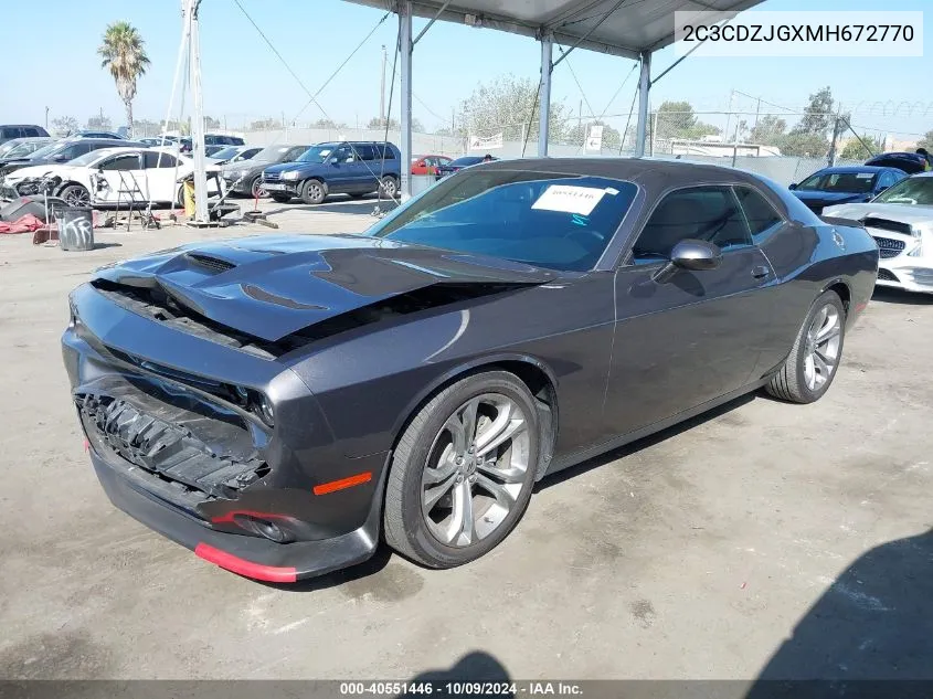 2021 Dodge Challenger Gt VIN: 2C3CDZJGXMH672770 Lot: 40551446