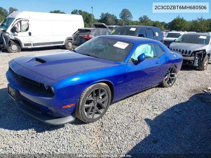 2021 Dodge Challenger R/T VIN: 2C3CDZBT6MH680506 Lot: 40557903