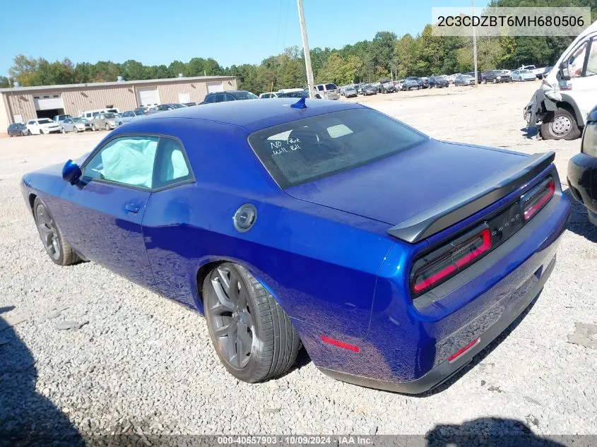 2021 Dodge Challenger R/T VIN: 2C3CDZBT6MH680506 Lot: 40557903