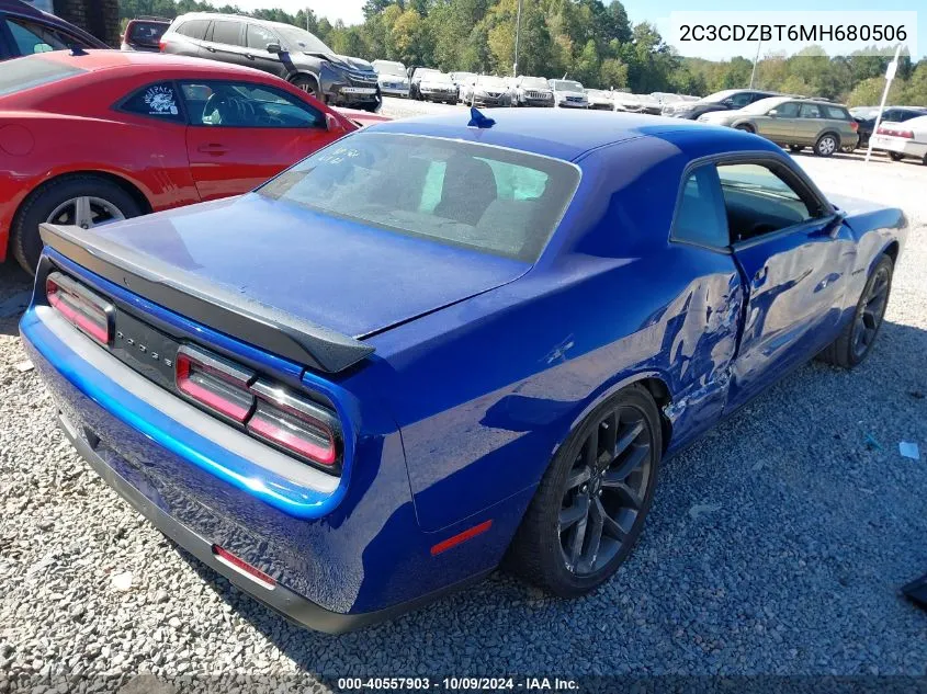 2021 Dodge Challenger R/T VIN: 2C3CDZBT6MH680506 Lot: 40557903