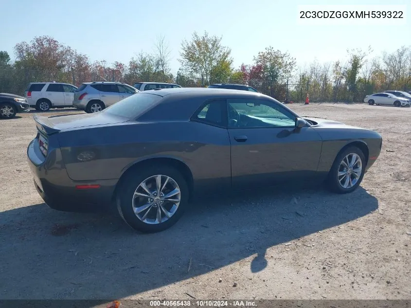 2021 Dodge Challenger Sxt Awd VIN: 2C3CDZGGXMH539322 Lot: 40565438