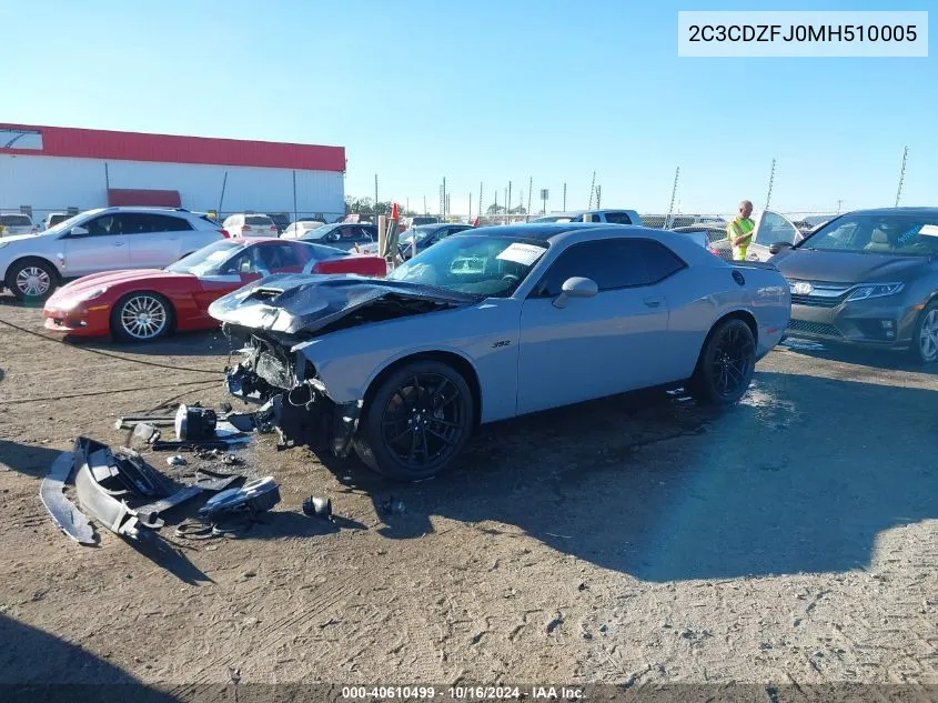 2021 Dodge Challenger R/T Scat Pack VIN: 2C3CDZFJ0MH510005 Lot: 40610499