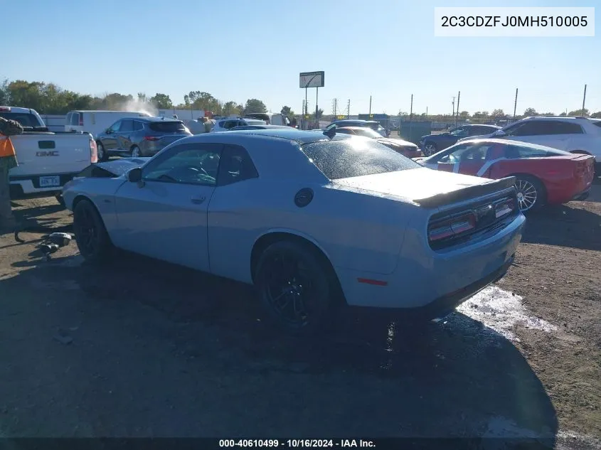 2021 Dodge Challenger R/T Scat Pack VIN: 2C3CDZFJ0MH510005 Lot: 40610499