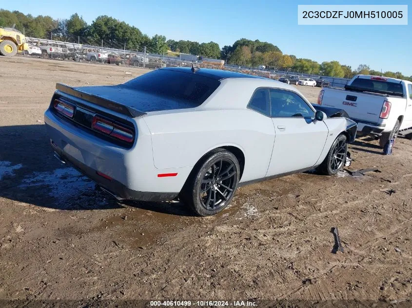 2021 Dodge Challenger R/T Scat Pack VIN: 2C3CDZFJ0MH510005 Lot: 40610499