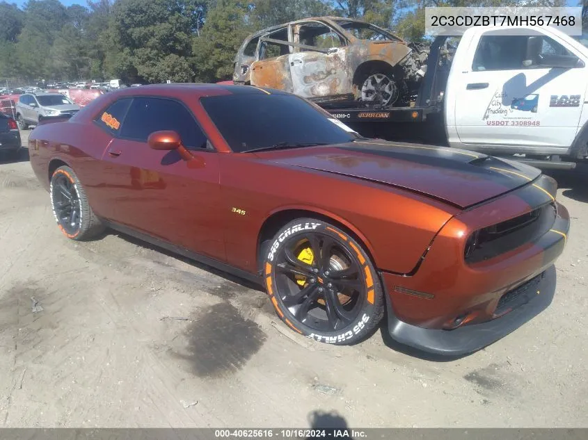 2021 Dodge Challenger R/T VIN: 2C3CDZBT7MH567468 Lot: 40625616