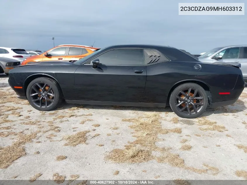 2021 Dodge Challenger Sxt VIN: 2C3CDZAG9MH603312 Lot: 40627902