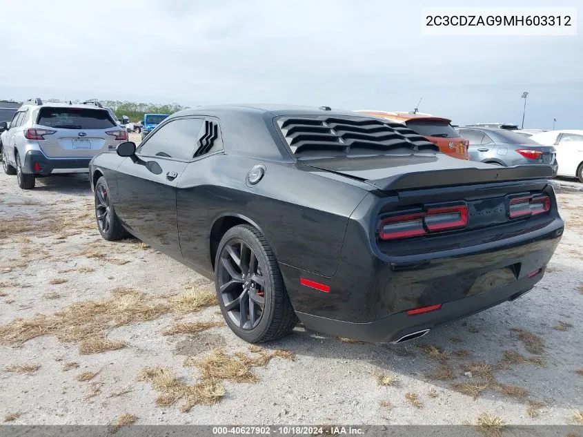 2021 Dodge Challenger Sxt VIN: 2C3CDZAG9MH603312 Lot: 40627902