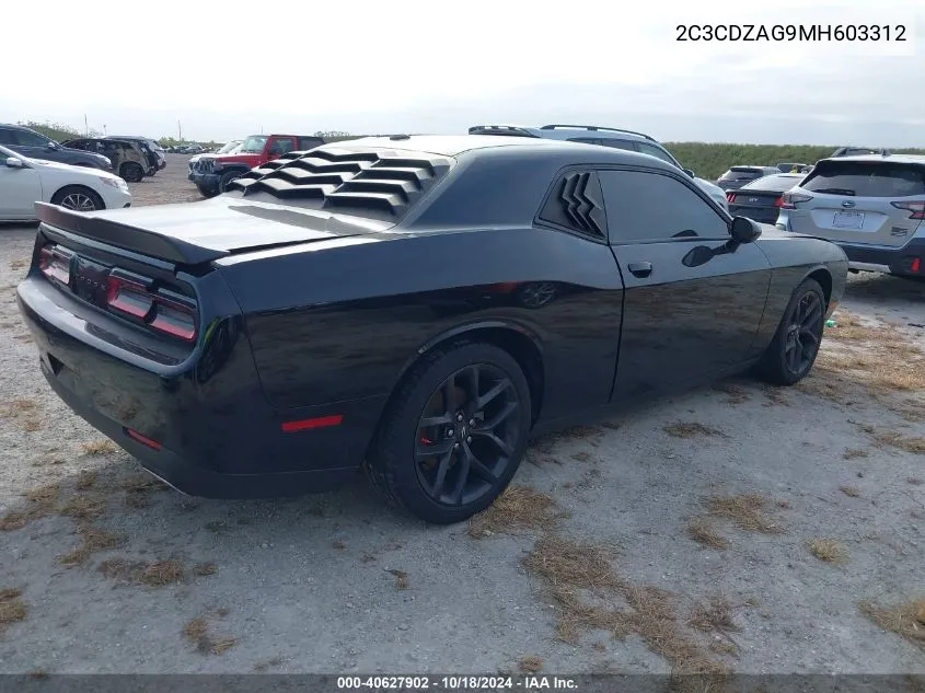 2C3CDZAG9MH603312 2021 Dodge Challenger Sxt