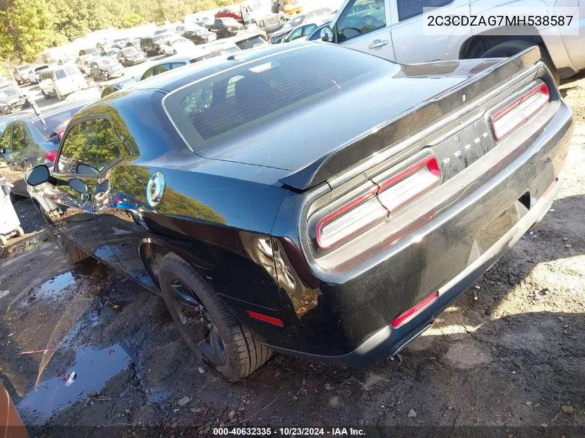 2021 Dodge Challenger Sxt VIN: 2C3CDZAG7MH538587 Lot: 40632335