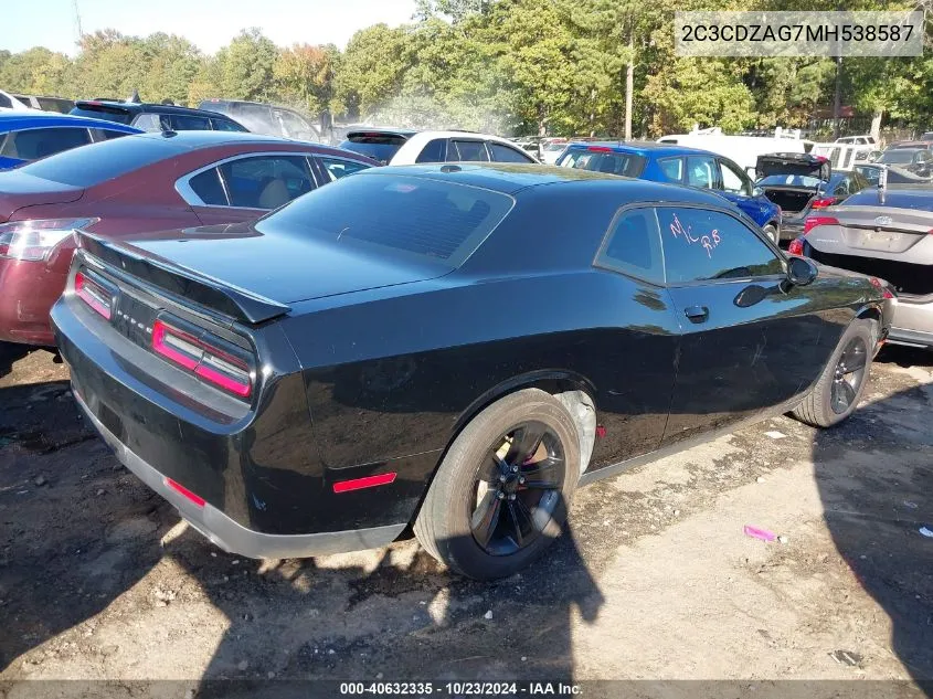 2021 Dodge Challenger Sxt VIN: 2C3CDZAG7MH538587 Lot: 40632335