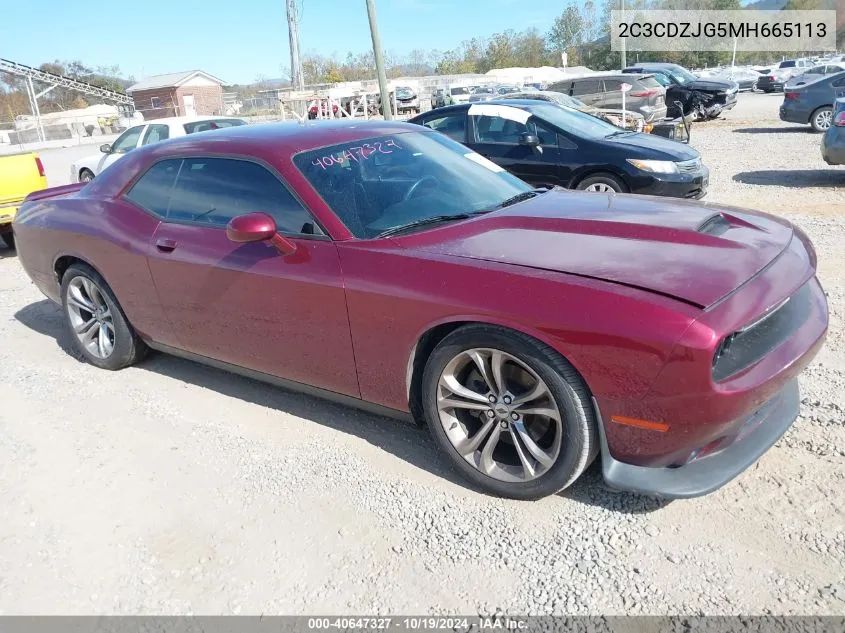 2021 Dodge Challenger Gt VIN: 2C3CDZJG5MH665113 Lot: 40647327