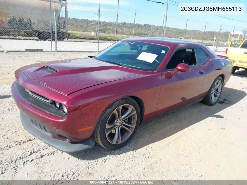 2021 Dodge Challenger Gt VIN: 2C3CDZJG5MH665113 Lot: 40647327