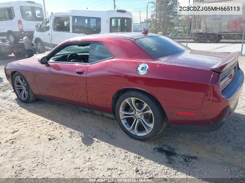 2021 Dodge Challenger Gt VIN: 2C3CDZJG5MH665113 Lot: 40647327