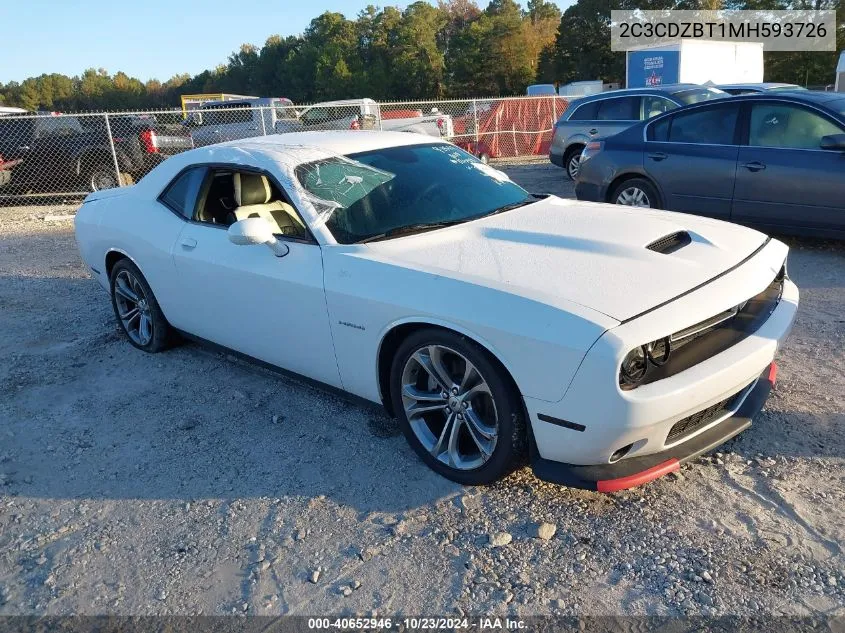 2021 Dodge Challenger R/T VIN: 2C3CDZBT1MH593726 Lot: 40652946