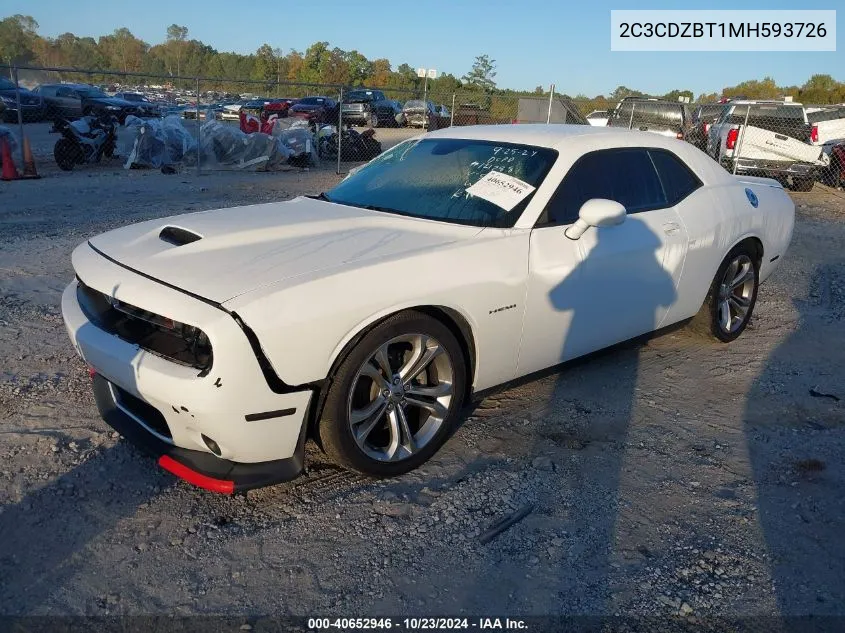 2021 Dodge Challenger R/T VIN: 2C3CDZBT1MH593726 Lot: 40652946