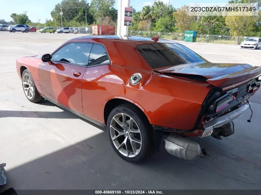 2021 Dodge Challenger Sxt VIN: 2C3CDZAG7MH517349 Lot: 40669100