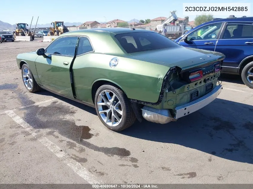 2021 Dodge Challenger Gt VIN: 2C3CDZJG2MH542885 Lot: 40690647