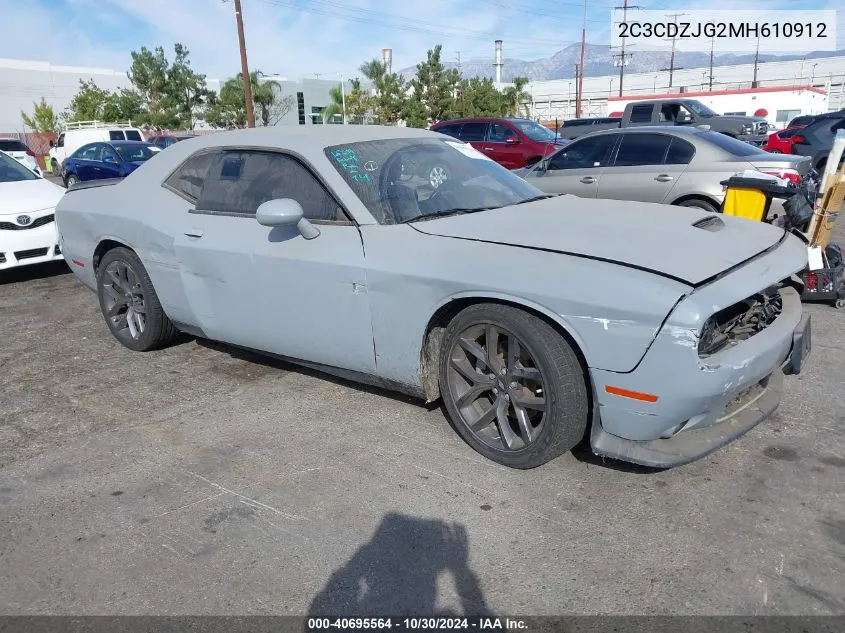 2021 Dodge Challenger Gt VIN: 2C3CDZJG2MH610912 Lot: 40695564