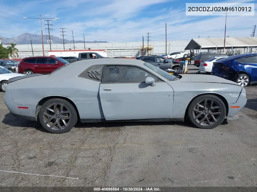 2021 Dodge Challenger Gt VIN: 2C3CDZJG2MH610912 Lot: 40695564