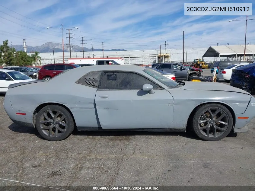 2021 Dodge Challenger Gt VIN: 2C3CDZJG2MH610912 Lot: 40695564