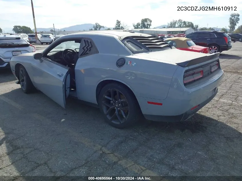 2021 Dodge Challenger Gt VIN: 2C3CDZJG2MH610912 Lot: 40695564