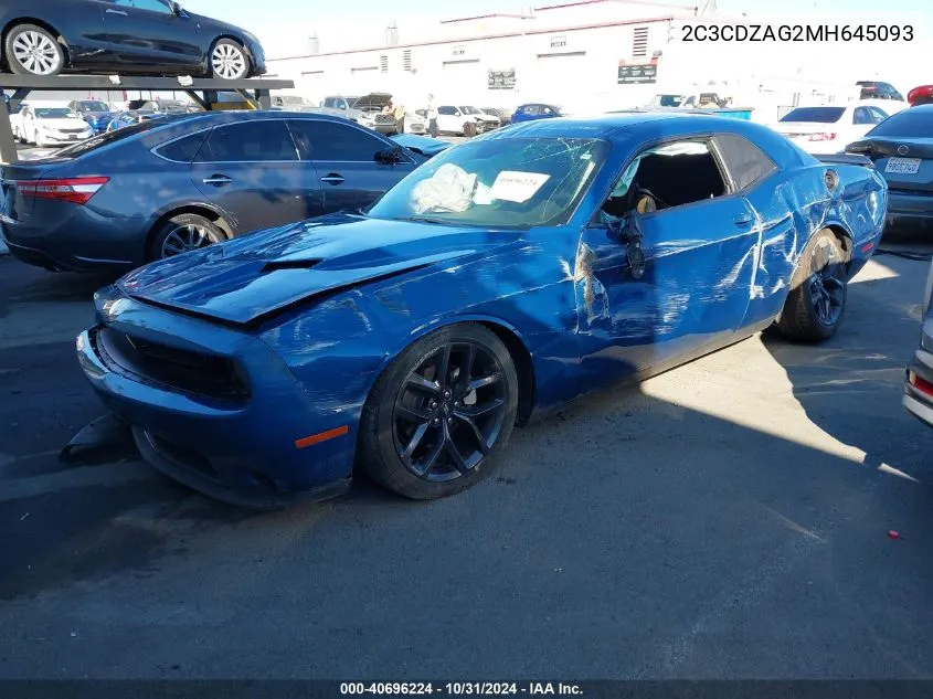 2021 Dodge Challenger Sxt VIN: 2C3CDZAG2MH645093 Lot: 40696224