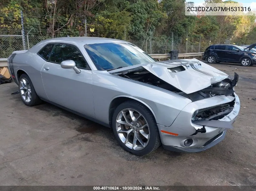 2021 Dodge Challenger Sxt VIN: 2C3CDZAG7MH531316 Lot: 40710624