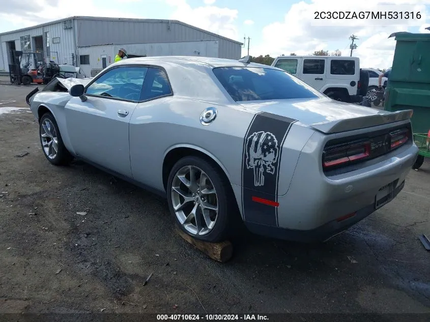 2021 Dodge Challenger Sxt VIN: 2C3CDZAG7MH531316 Lot: 40710624