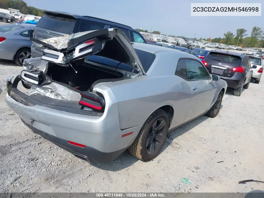 2C3CDZAG2MH546998 2021 Dodge Challenger Sxt