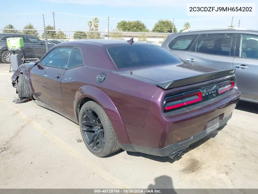 2021 Dodge Challenger R/T Scat Pack Widebody VIN: 2C3CDZFJ9MH654202 Lot: 40729785