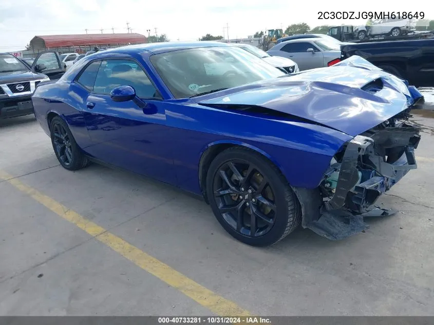 2021 Dodge Challenger Gt VIN: 2C3CDZJG9MH618649 Lot: 40733281