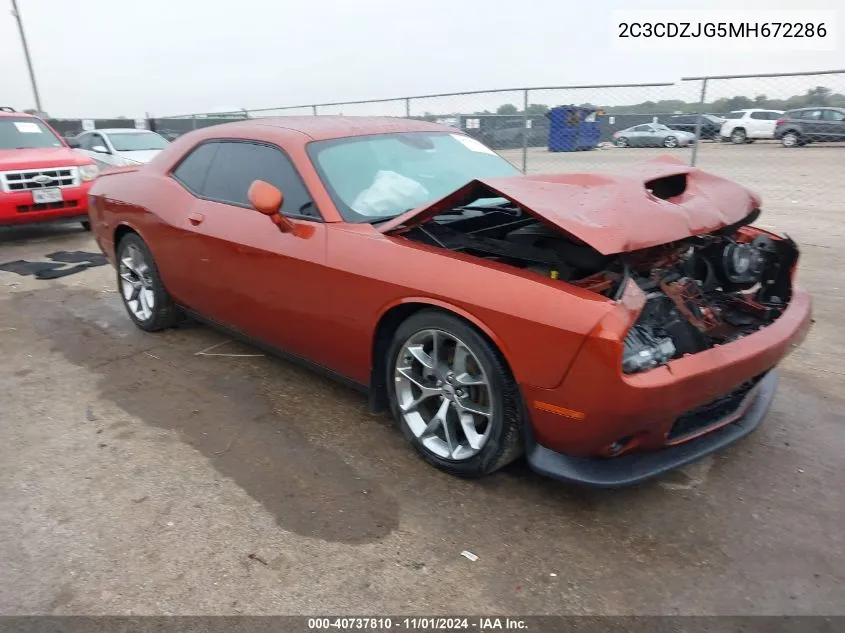 2021 Dodge Challenger Gt VIN: 2C3CDZJG5MH672286 Lot: 40737810