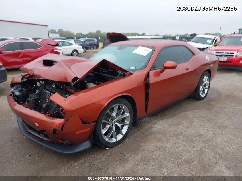 2021 Dodge Challenger Gt VIN: 2C3CDZJG5MH672286 Lot: 40737810