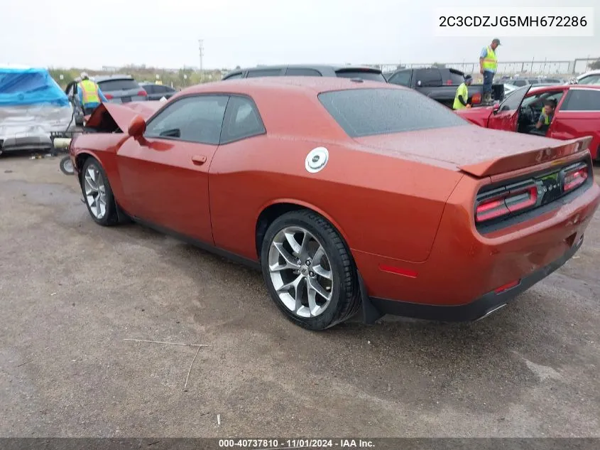 2021 Dodge Challenger Gt VIN: 2C3CDZJG5MH672286 Lot: 40737810