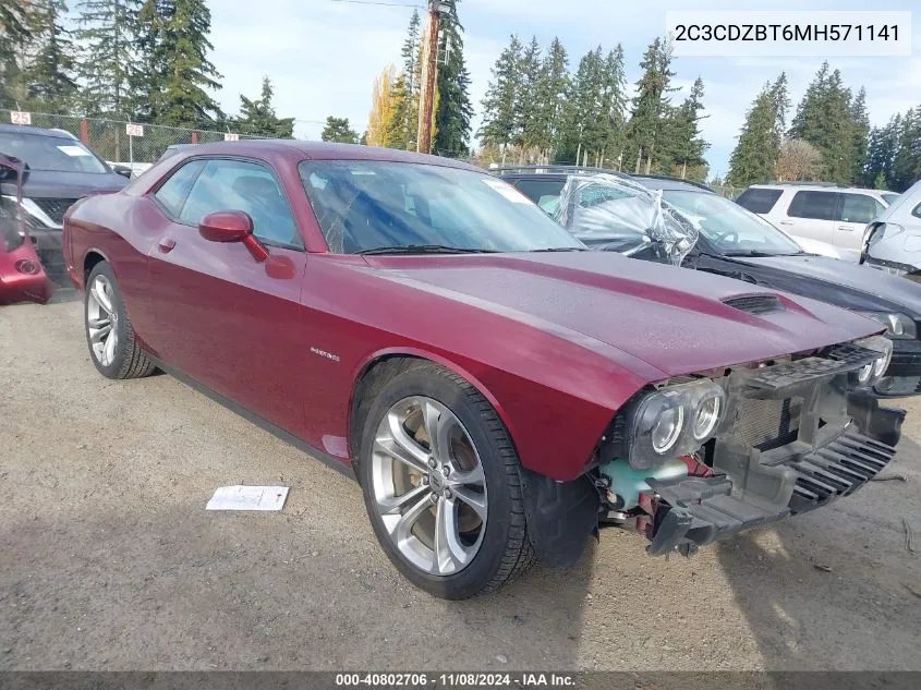 2021 Dodge Challenger R/T VIN: 2C3CDZBT6MH571141 Lot: 40802706