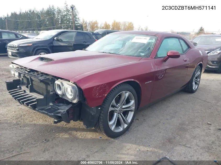 2021 Dodge Challenger R/T VIN: 2C3CDZBT6MH571141 Lot: 40802706