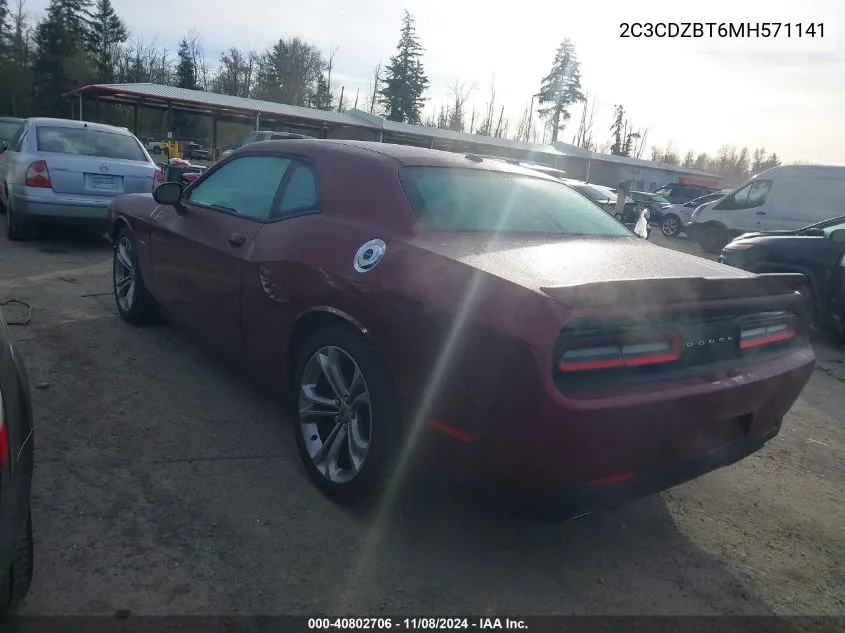 2021 Dodge Challenger R/T VIN: 2C3CDZBT6MH571141 Lot: 40802706