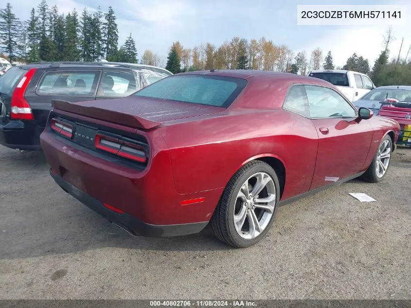 2021 Dodge Challenger R/T VIN: 2C3CDZBT6MH571141 Lot: 40802706