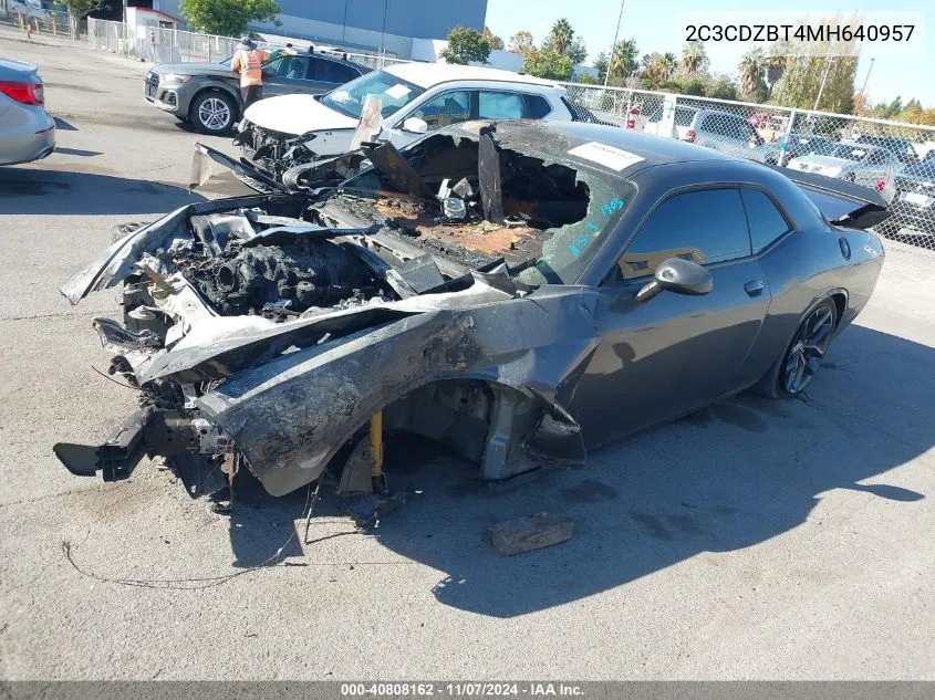 2021 Dodge Challenger R/T VIN: 2C3CDZBT4MH640957 Lot: 40808162